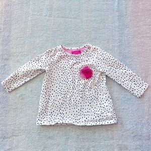 Joules Dalmatian Print Top with Flower - Size 6-9 Months